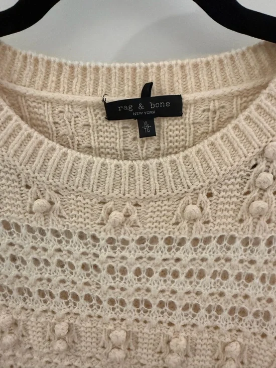 rag & bone Cream Openwork Crewneck Sweater - great condition - Picture 2 of 6